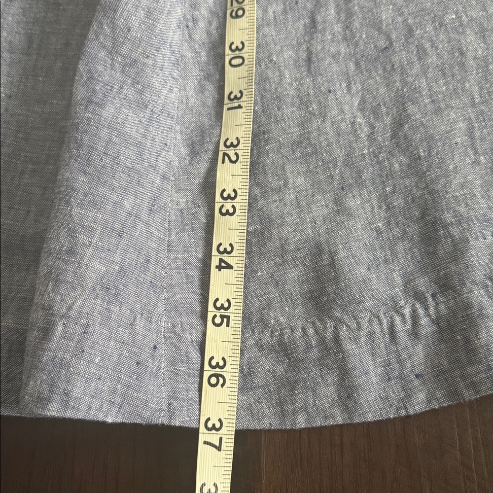 ADRIENNE VITTADINI DRESS 100% LINEN BLUE CHAMBRAY SLEEVELESS COLLAR SZ 6 - Picture 7 of 12